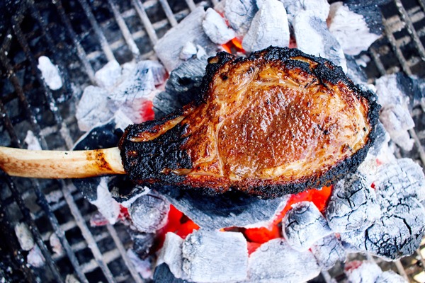 Caveman Veal Chop on Coals