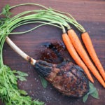 Caveman veal chop with carrots