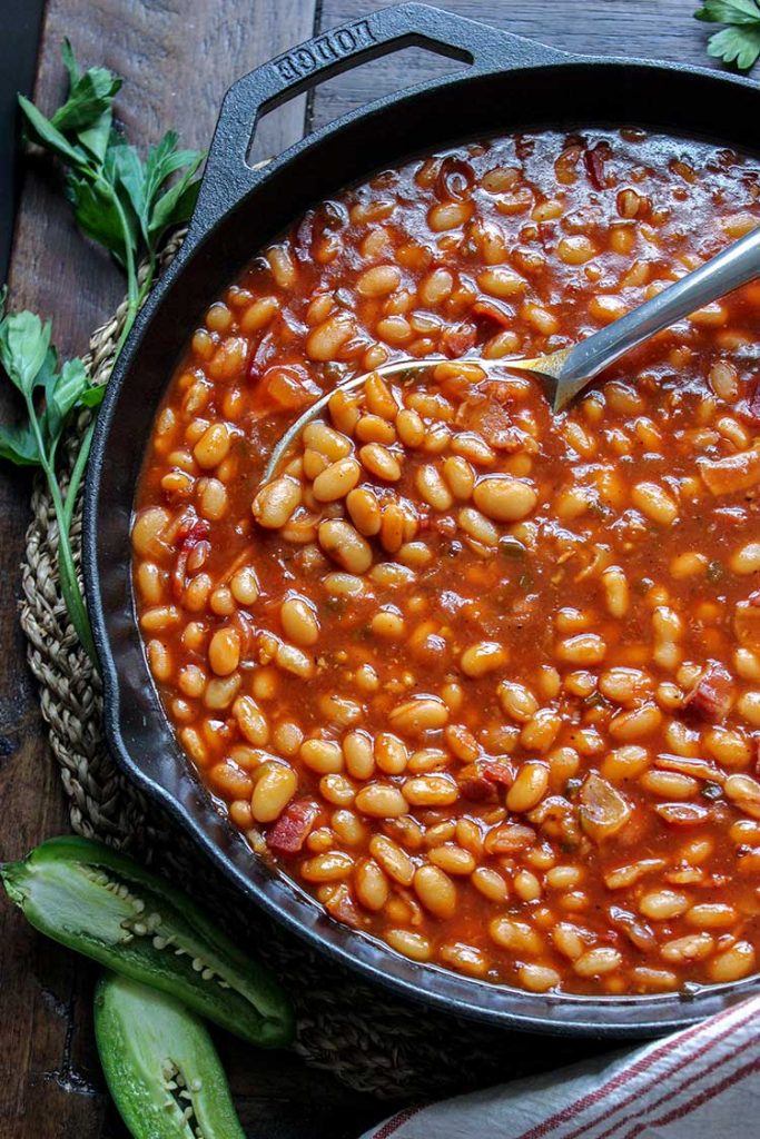 Smoked baked beans - finished and ready to eat