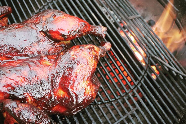 bbq chicken over indirect heat on grill