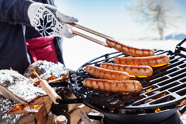 grilling in the snow