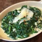 Cheesy creamed spinach finished and ready to serve