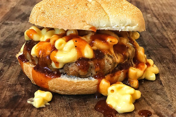 Meatloaf comfort burgers assembled and ready to eat