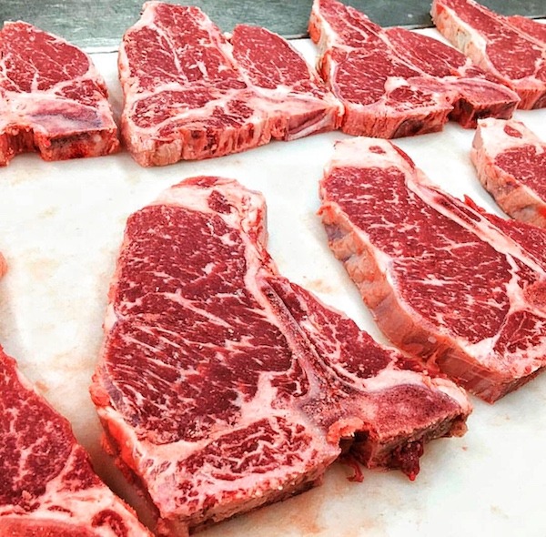 T-Bone v Porterhouse Side-by-Side raw steaks