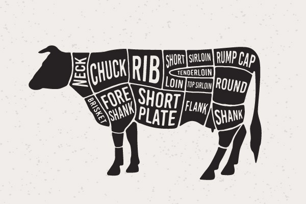 beef cut illustration black and white