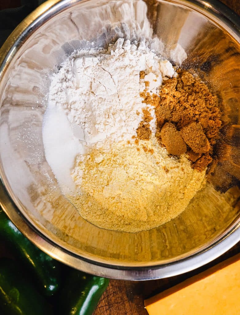 dry ingredients for cheddar jalapeno cornbread