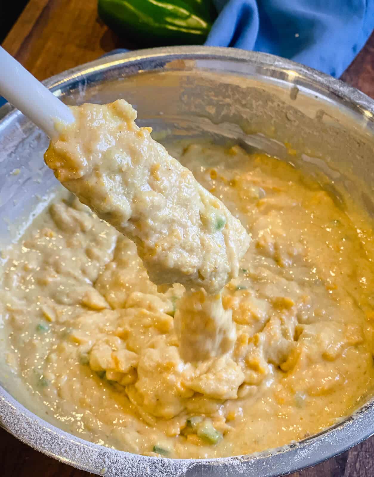 folding ingredients together for cornbread