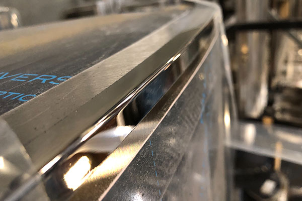 welded seam after being polished at lynx grills factory