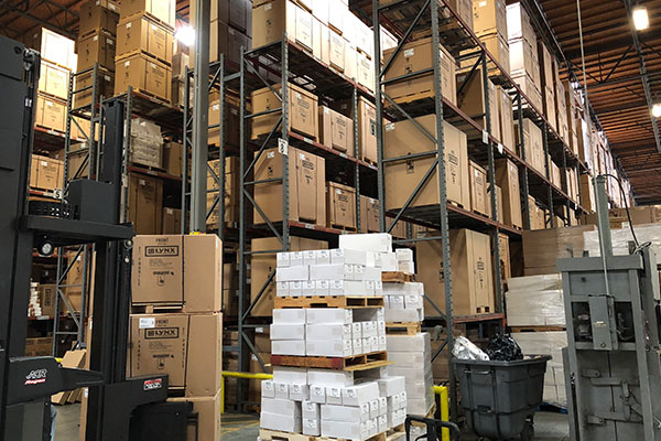 warehouse will boxed grills awaiting shipment