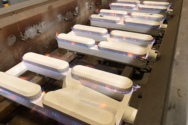 ceramic grill burners being tested at lynx grills factory