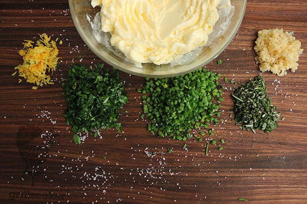 prepping for herb butter recipe with these ingredients