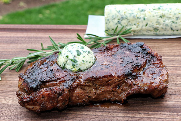 steak with Grillseeker herb butter on top