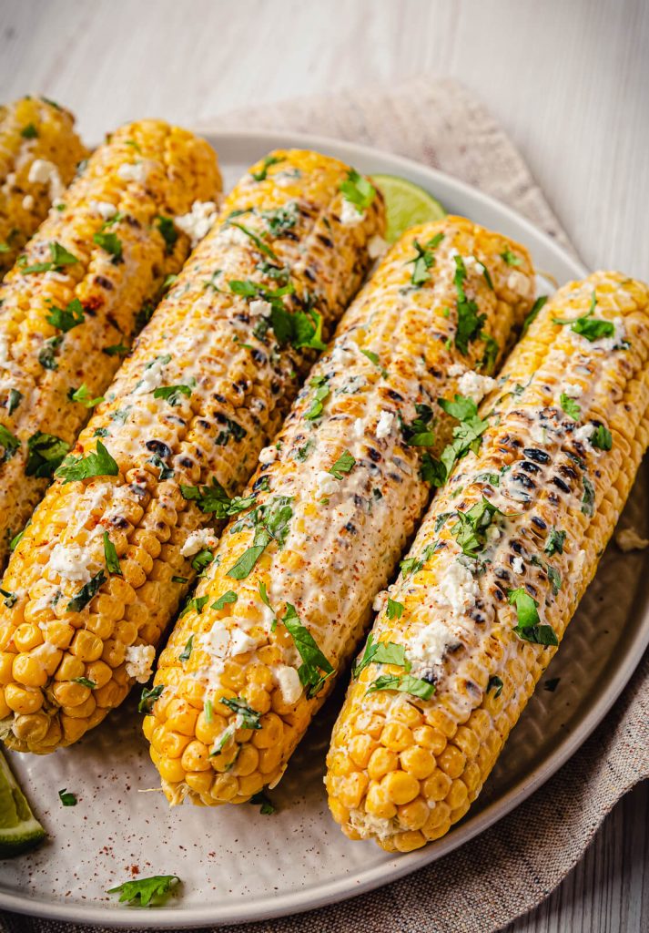 Mexican street corn on a plate