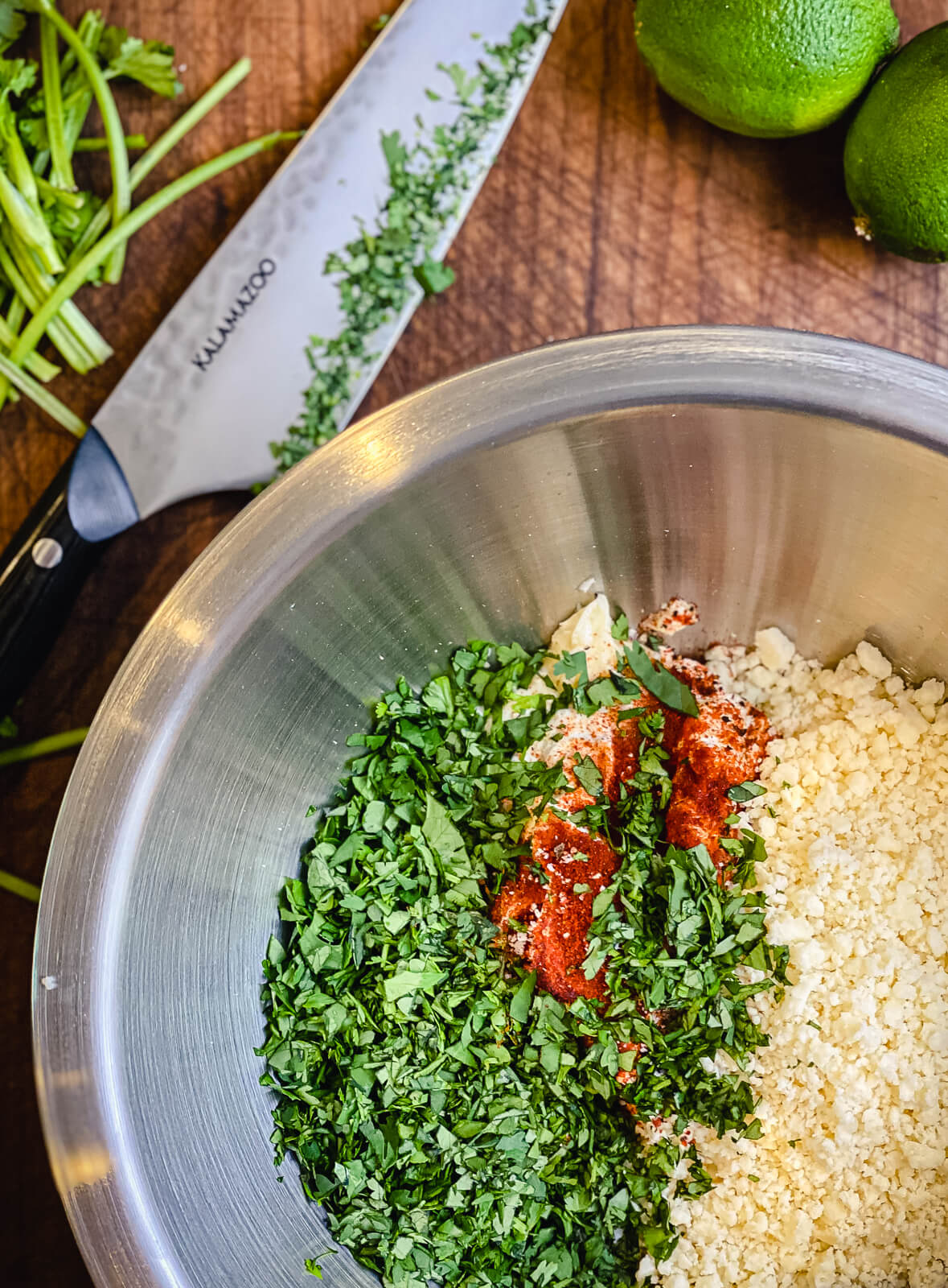 ingredients for Mexican street corn in a bowl