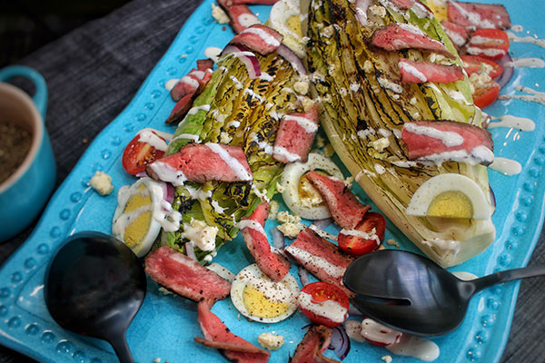 grilled romaine and steak recipe complete