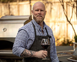 Matt Eads, grilling with wine