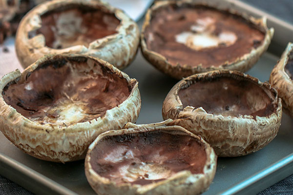 scooped out portobello mushroom for crab stuffed mushroom recipe