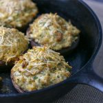 Ready to serve crab stuffed portobello mushroom caps