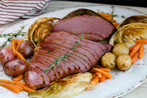 Sous Vide Corned Beef with Beer Braised Cabbage complete