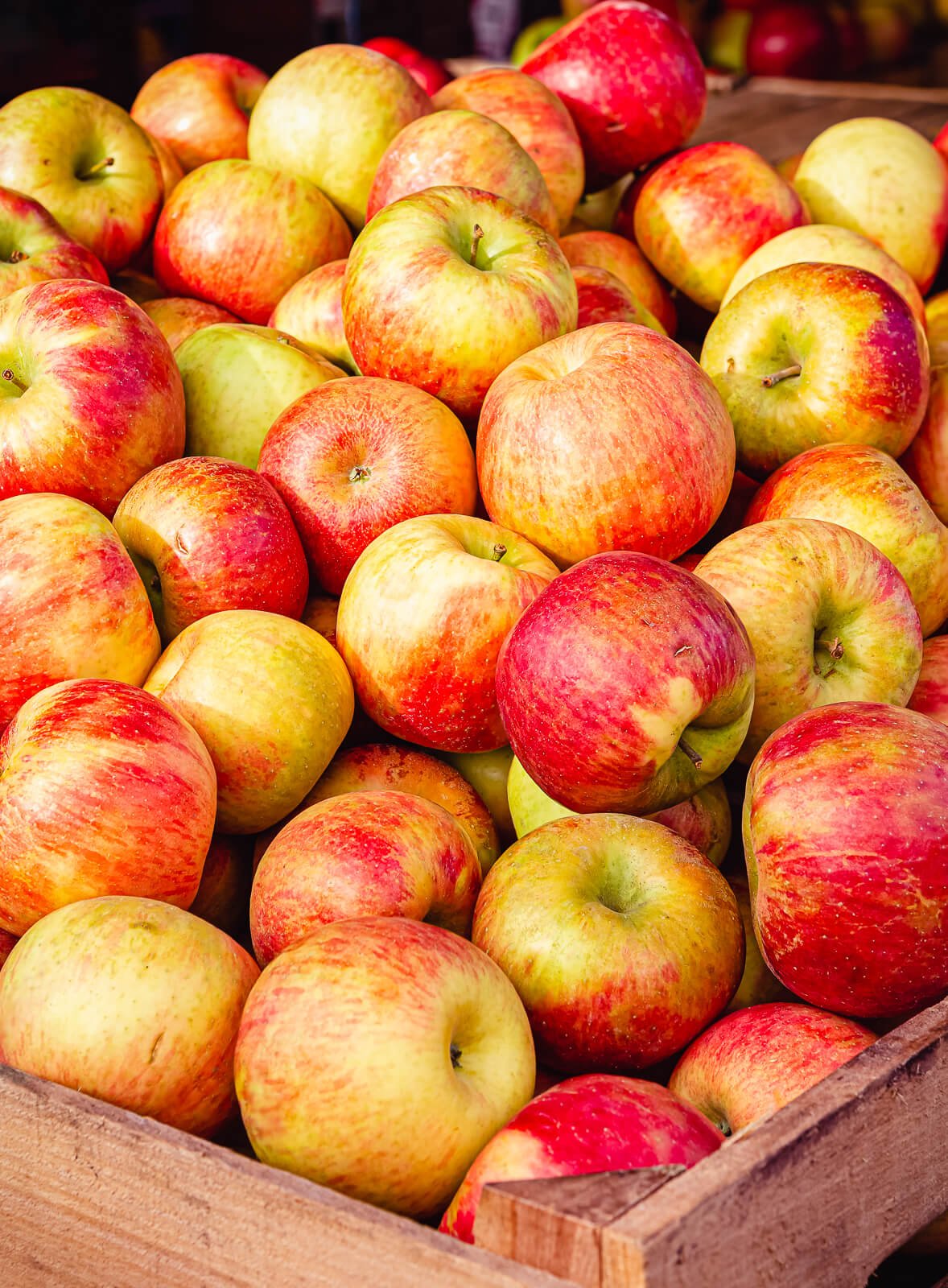 crate of honeycrips apples for grilled pork chops