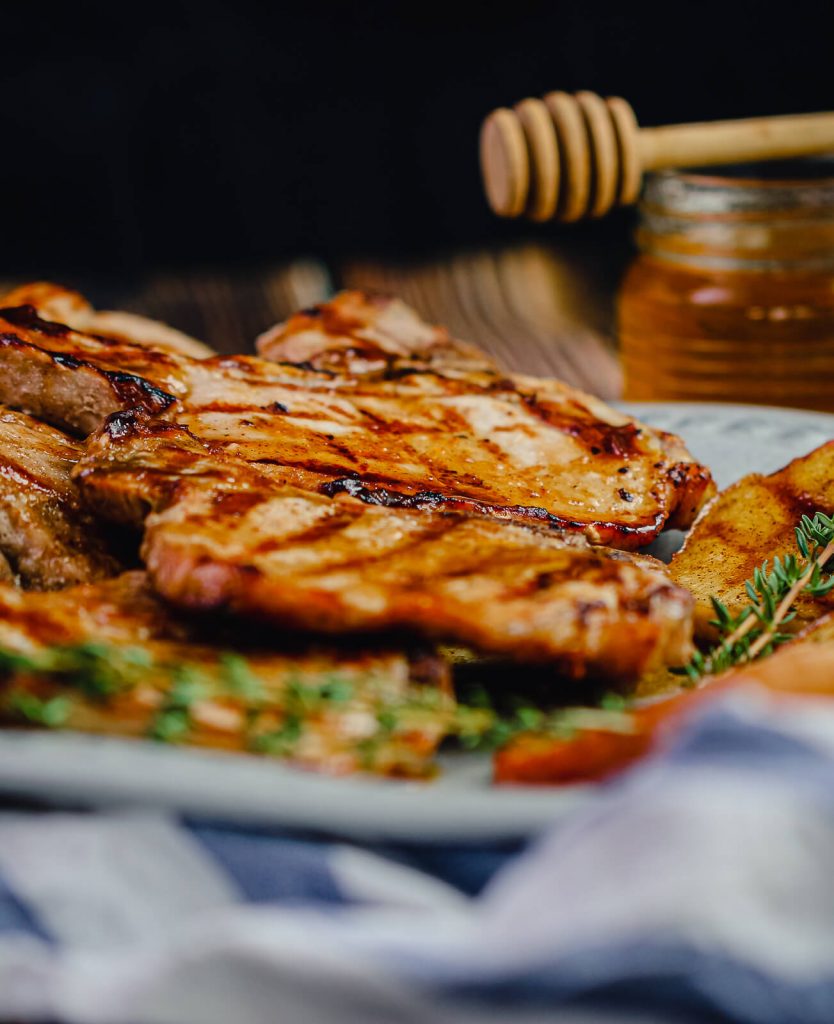 grilled pork chops with honey drizzle