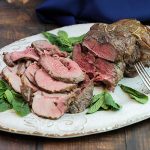 Rotisserie Boneless Leg of Lamb sliced and ready to eat