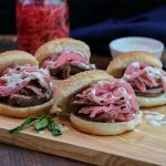 Leftover Lamb Recipe, lamb garnished with pickled red onions