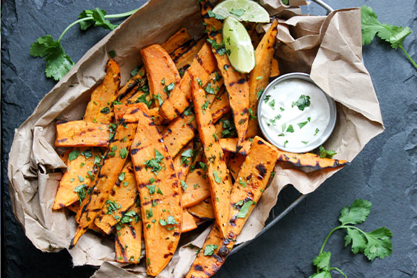 cilantro lime grilled sweet potatoes from Grillseeker cookbook