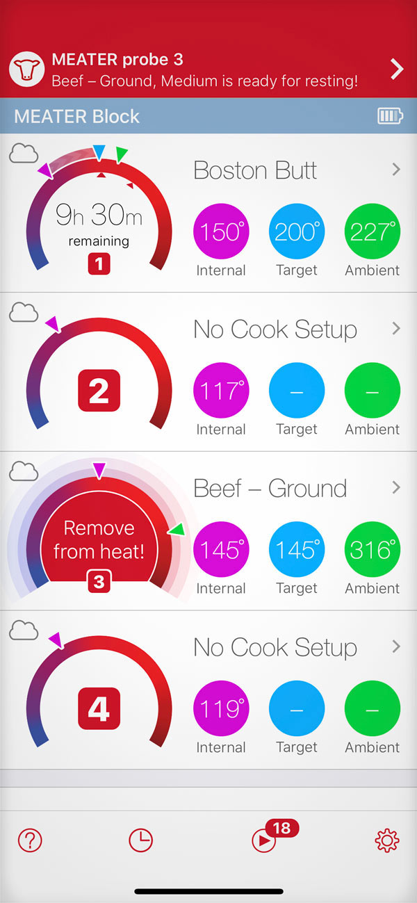 The display screen on the MEATER Block Thermometer