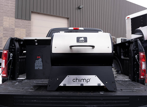 Chimp Tailgater Wood Pellet Grill on a tailgate