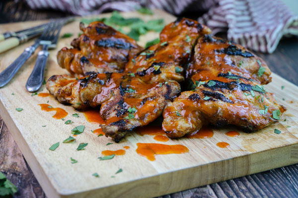 Grilled Honey Sriracha Chicken Thighs Recipe ready to eat