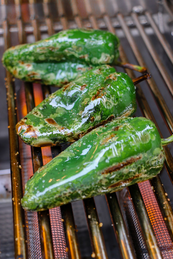 charred poblano peppers for poblano burgers
