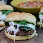 Poblano burgers with pico de gallo and queso fresco