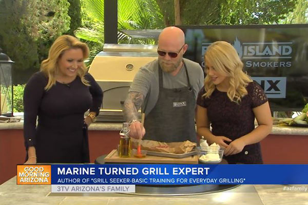 Matt demonstrating how to cook a tri-tip on Good Morning Arizona