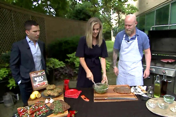 Matt and Morgan preparing chimichurri on the WGN9 Morning News