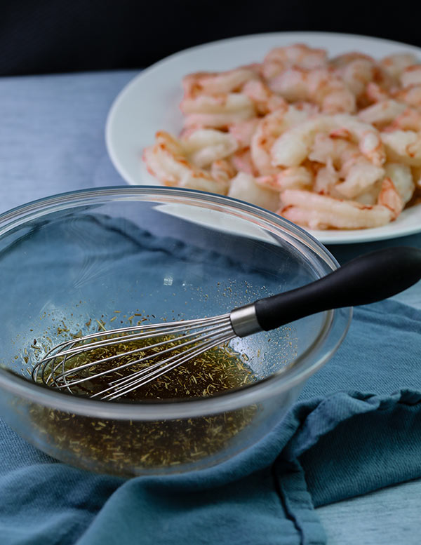 Shrimp marinade whisked together for Grilled Argentinian Red Shrimp Recipe