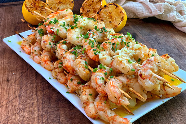 Grilled Argentinian Red Shrimp Recipe prepared and ready to serve