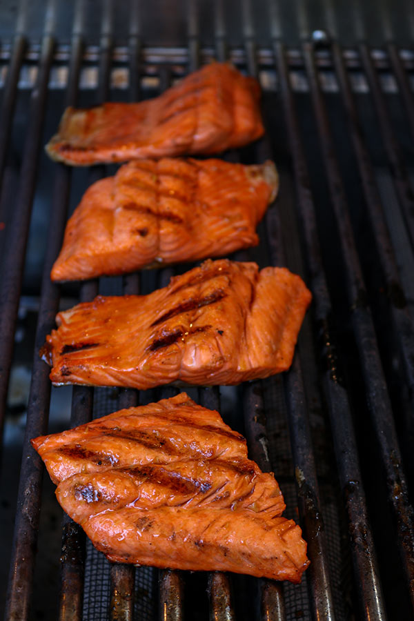 salmon on the grill for Sweet n Sour salmon
