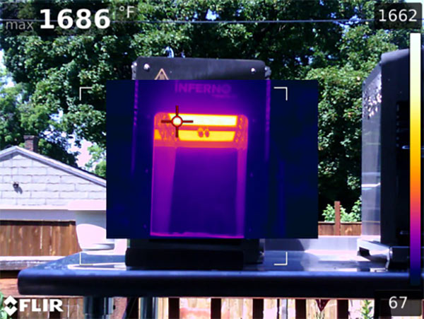 Infared temperature test of the Inferno Grill 