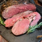 sliced smoked prime rib with rosemary