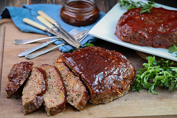 Sliced smoked meatloaf ready to serve at dinner