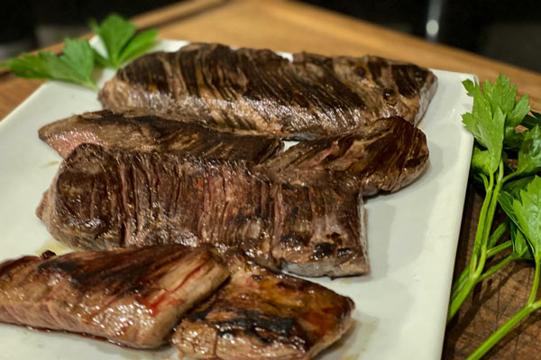 Perfectly cooked skirt steak