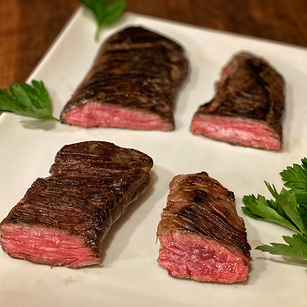 Cross sections of skirt steak