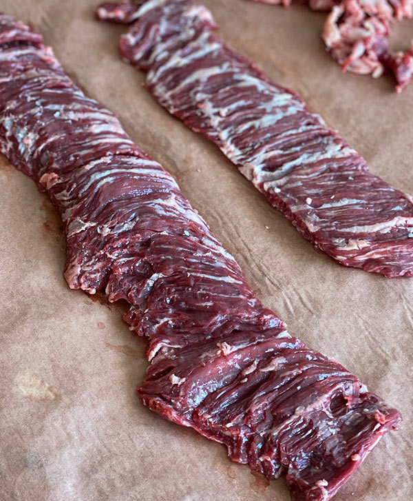 Raw skirt steak 