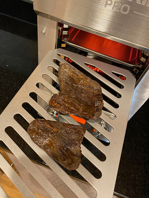 Skirt steak about to go in the broiler