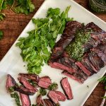 Perfectly tender skirt steak chopped with fresh herbs