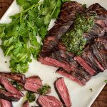 Perfectly tender skirt steak chopped with fresh herbs