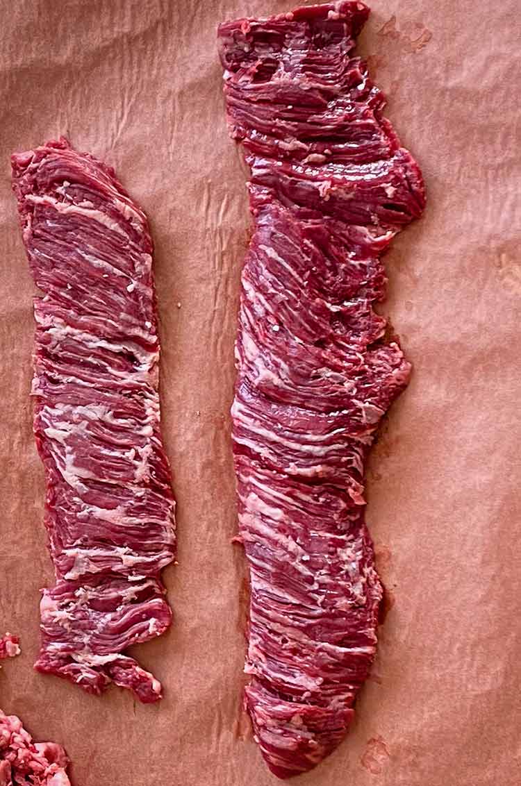 raw inside and outside skirt steak