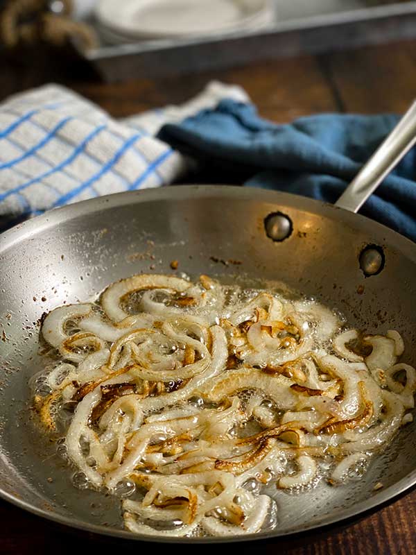 Sauteing onions for Grilled Cheese Stuffed Salisbury Steak