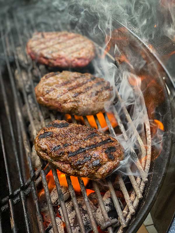 Salisbury steaks on the grill